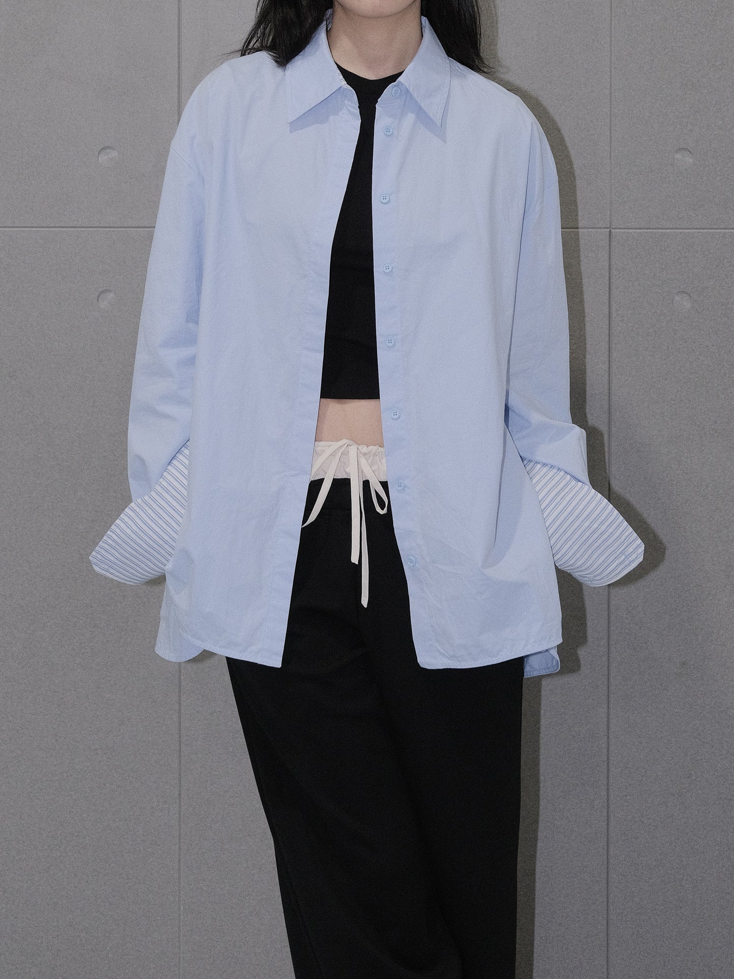 Rolled Sleeve Striped Shirt