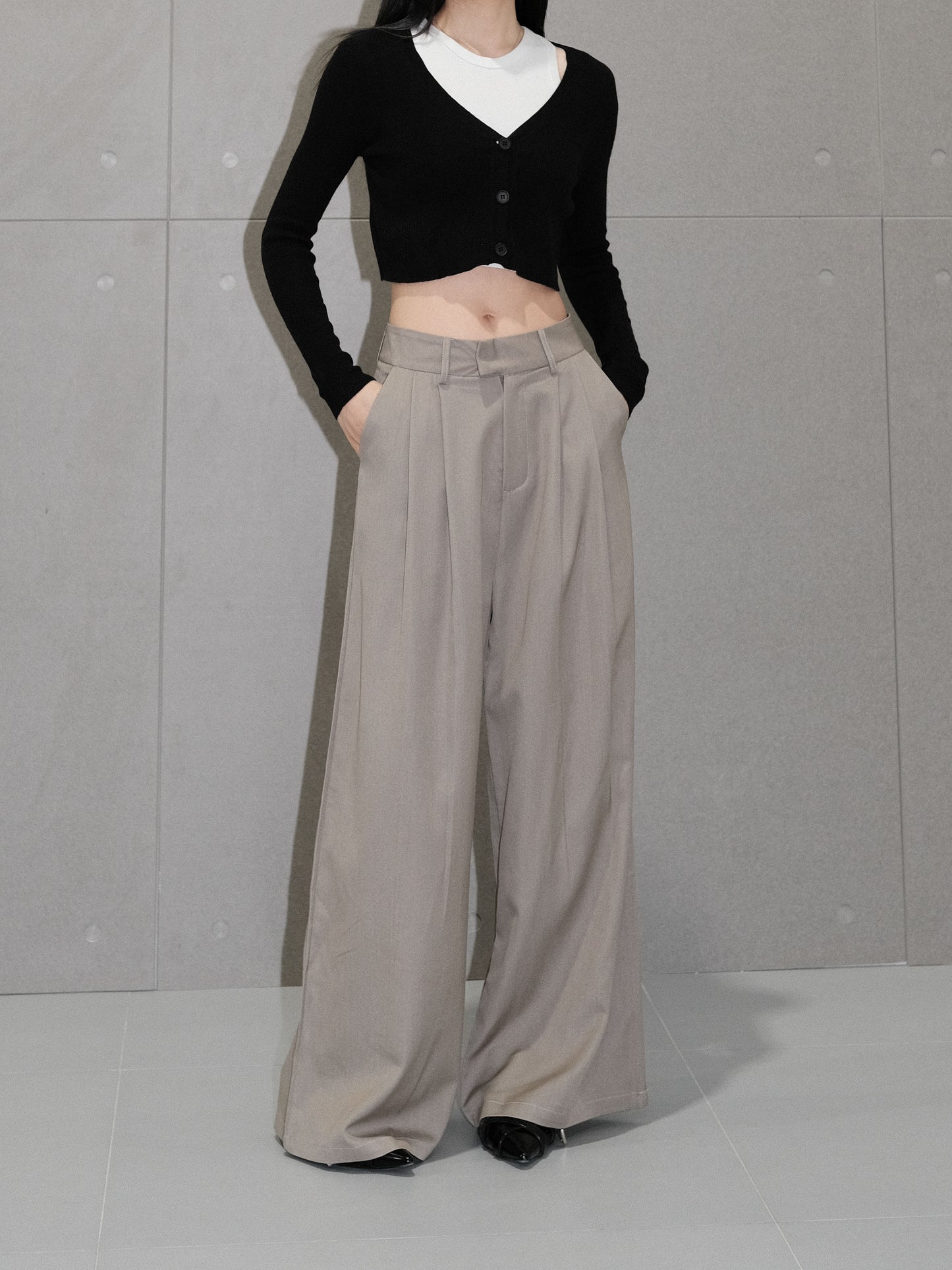 Ashen Wide-Leg Trousers