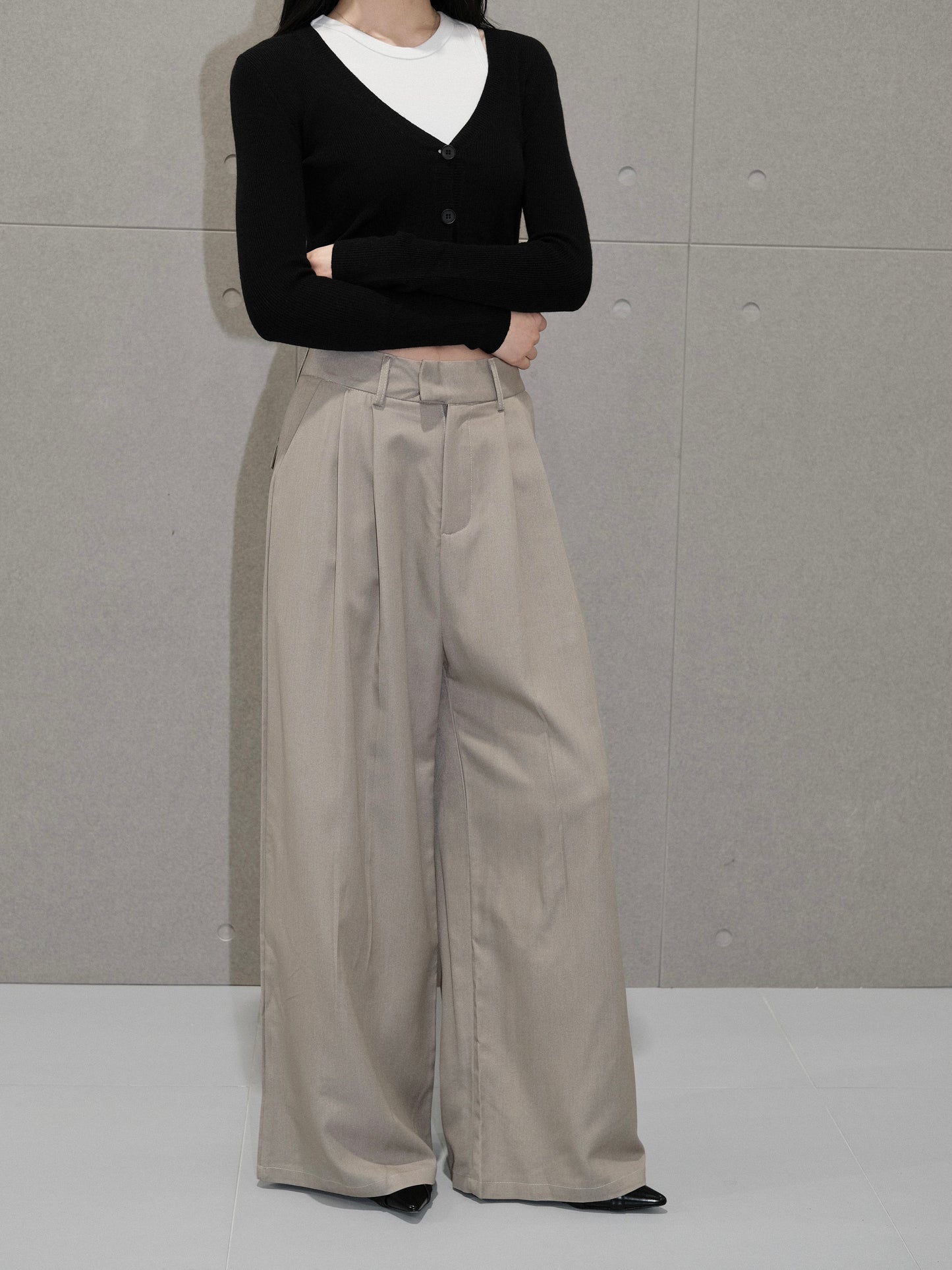 Ashen Wide-Leg Trousers