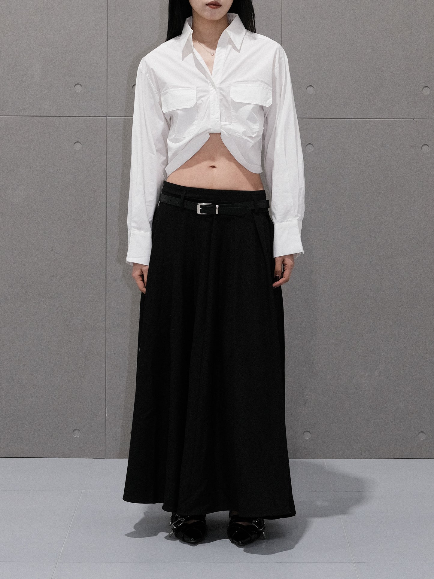 Twist Front Cropped Shirt