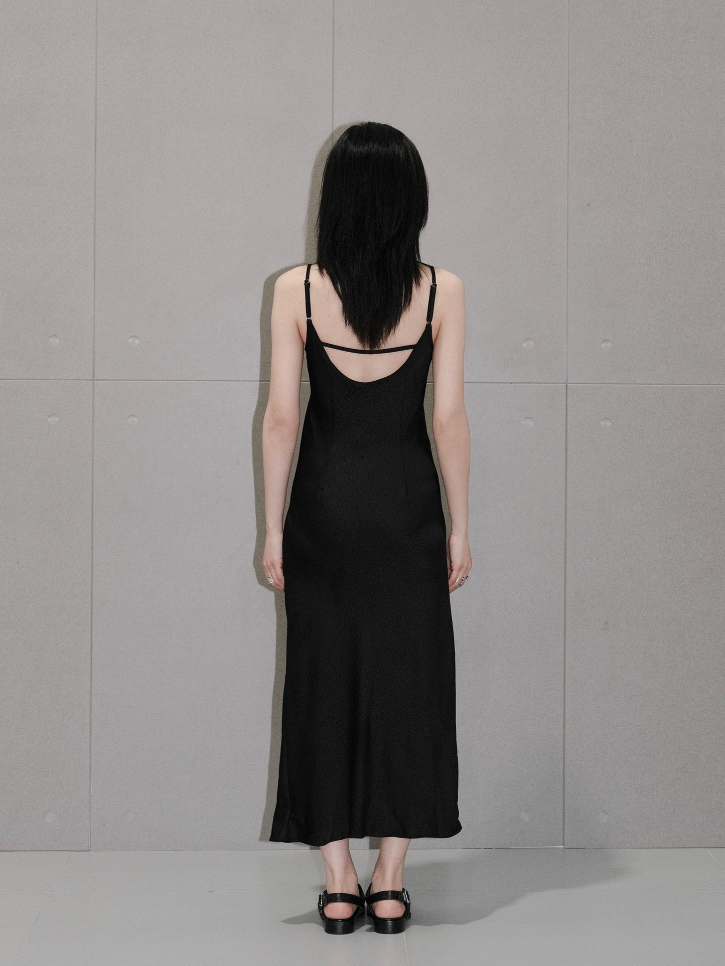 Open Back Satin Maxi Dress