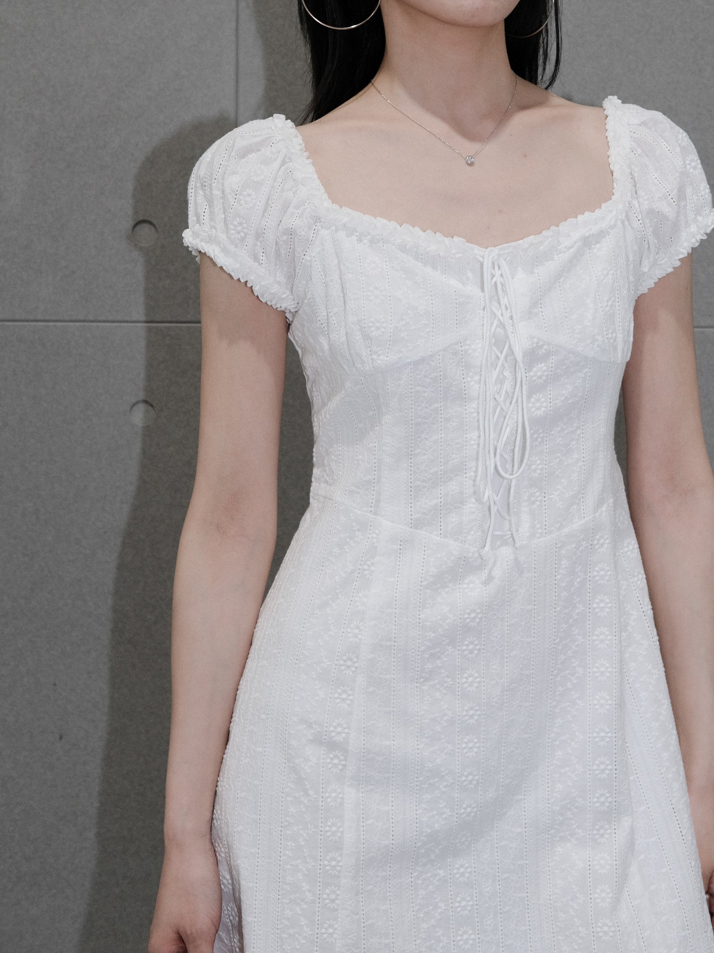 Cotton Lace Up Dress