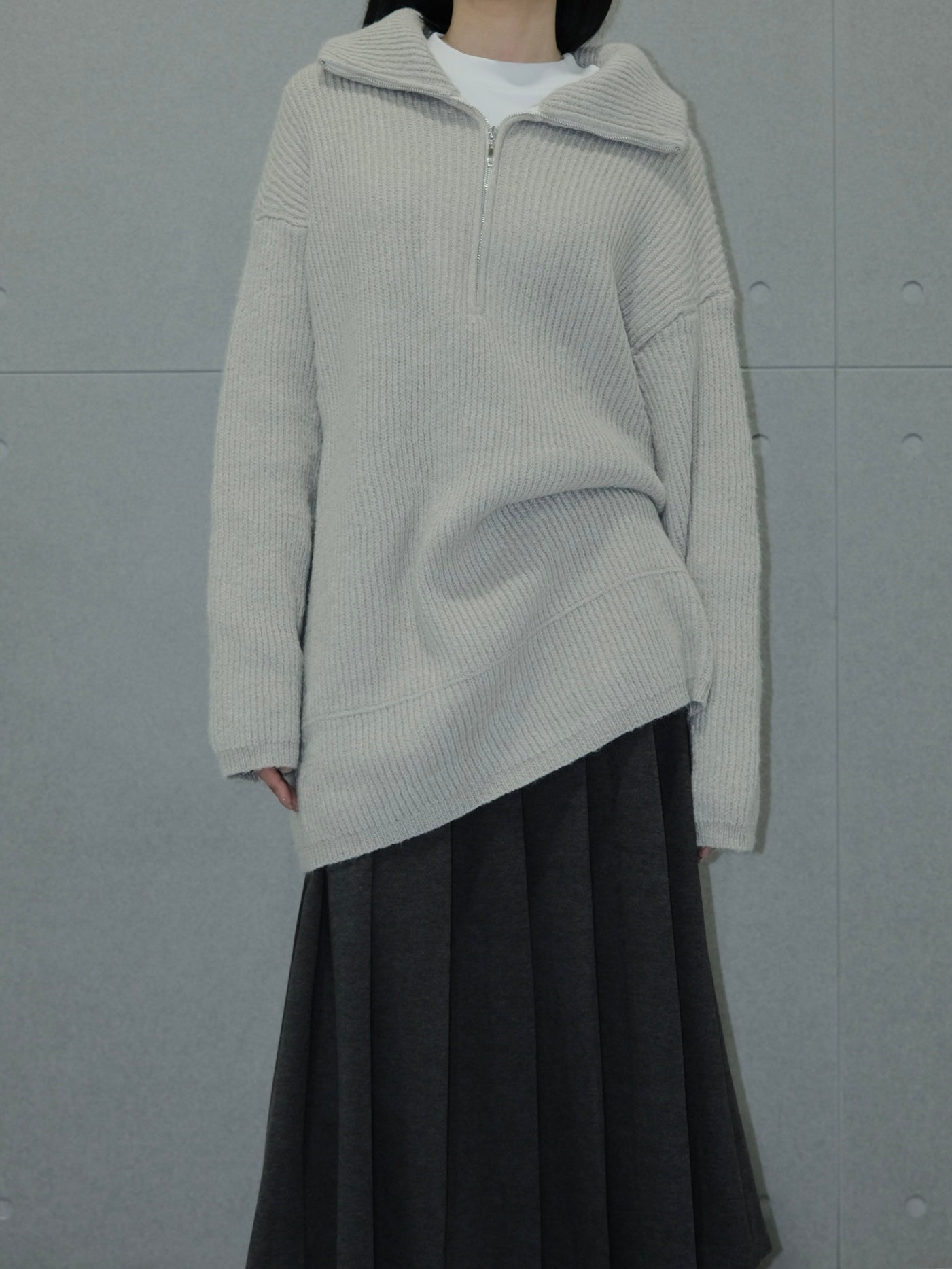 Chunky-knit Half-zip Sweater