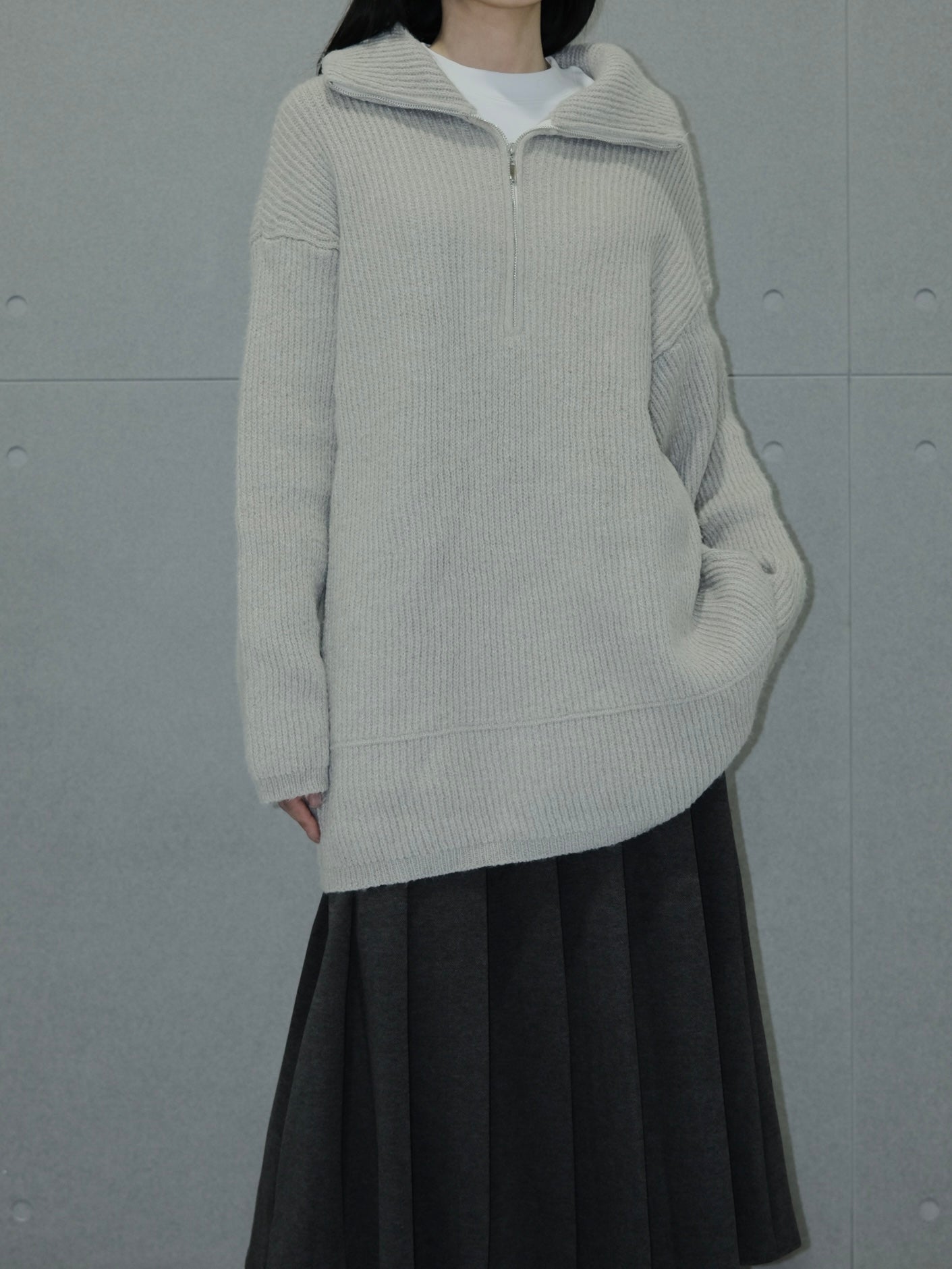 Chunky-knit Half-zip Sweater