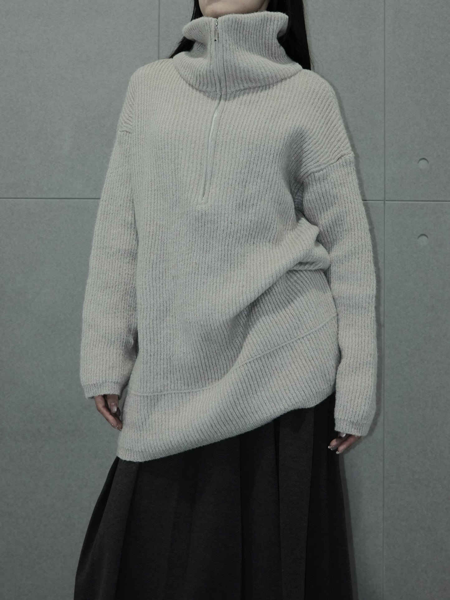 Chunky-knit Half-zip Sweater