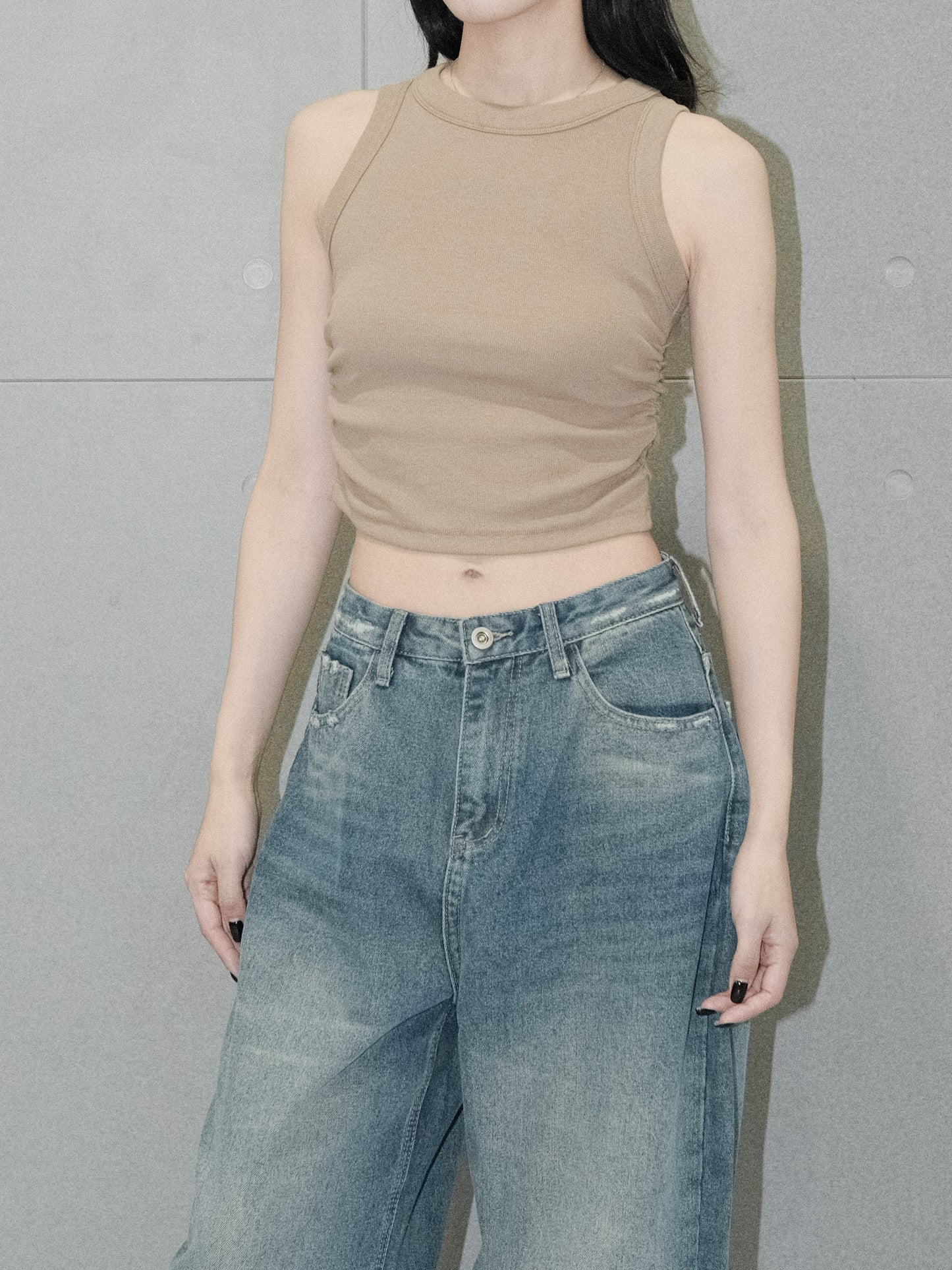 Ruched Racer Tank Top