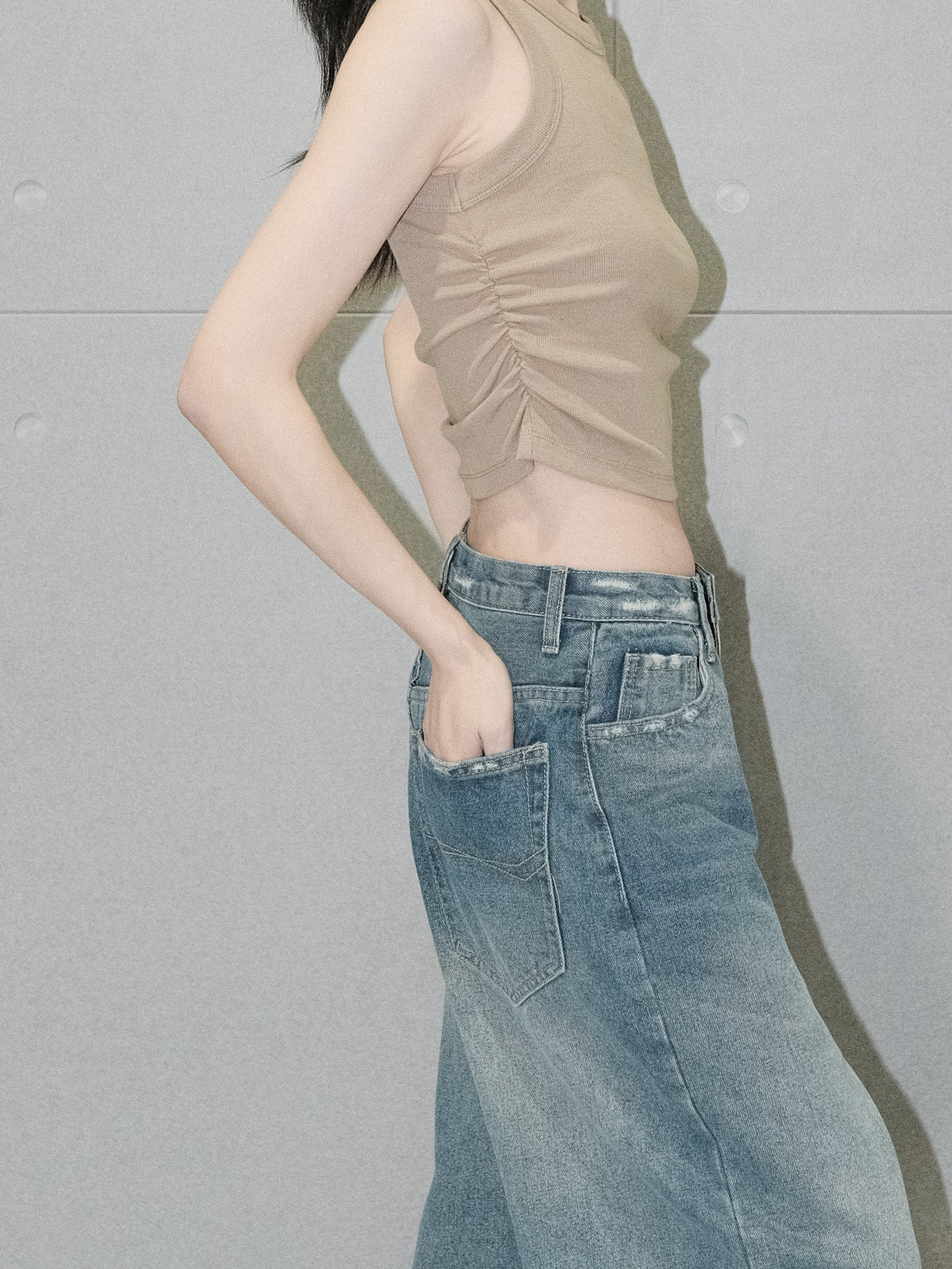 Ruched Racer Tank Top
