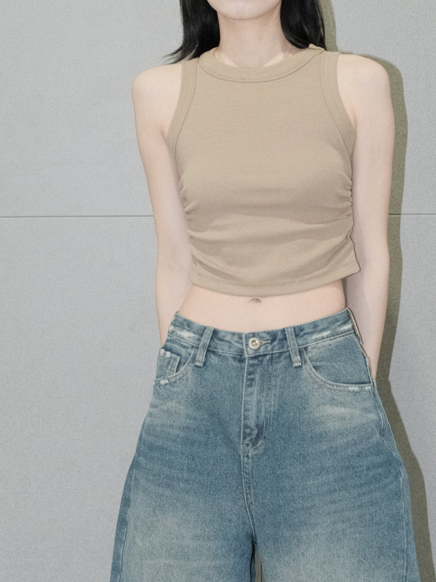 Ruched Racer Tank Top
