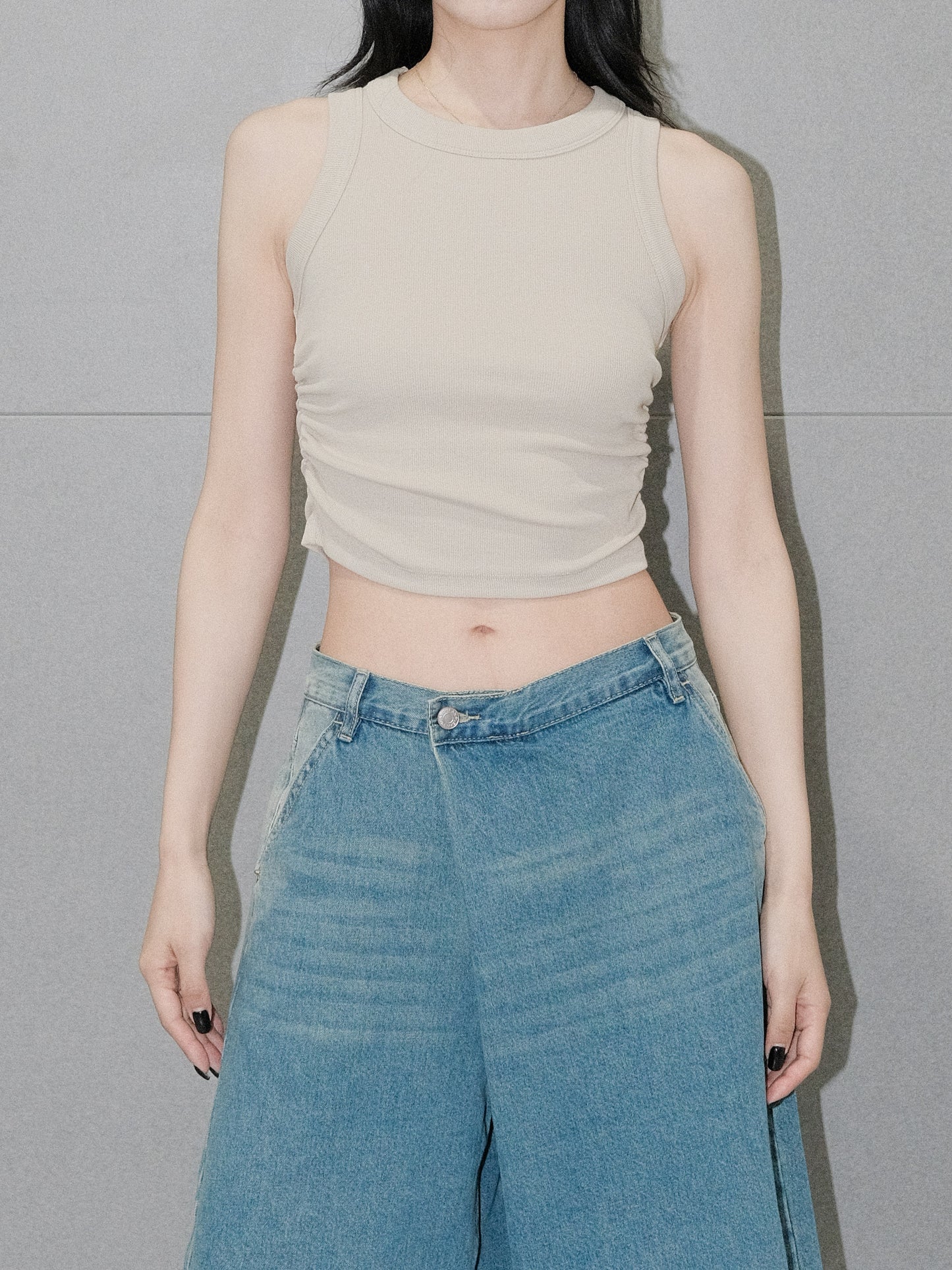 Ruched Racer Tank Top