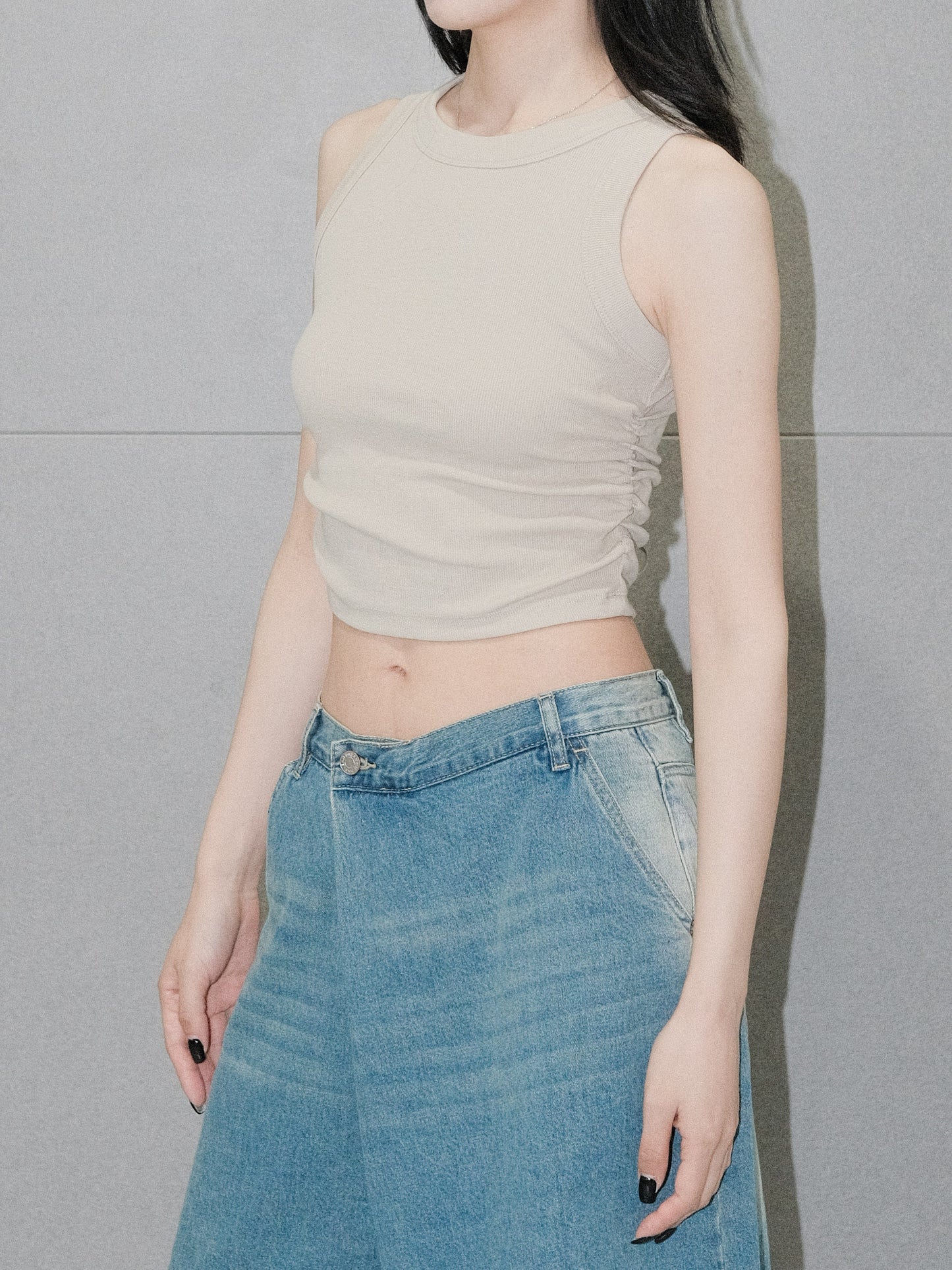 Ruched Racer Tank Top