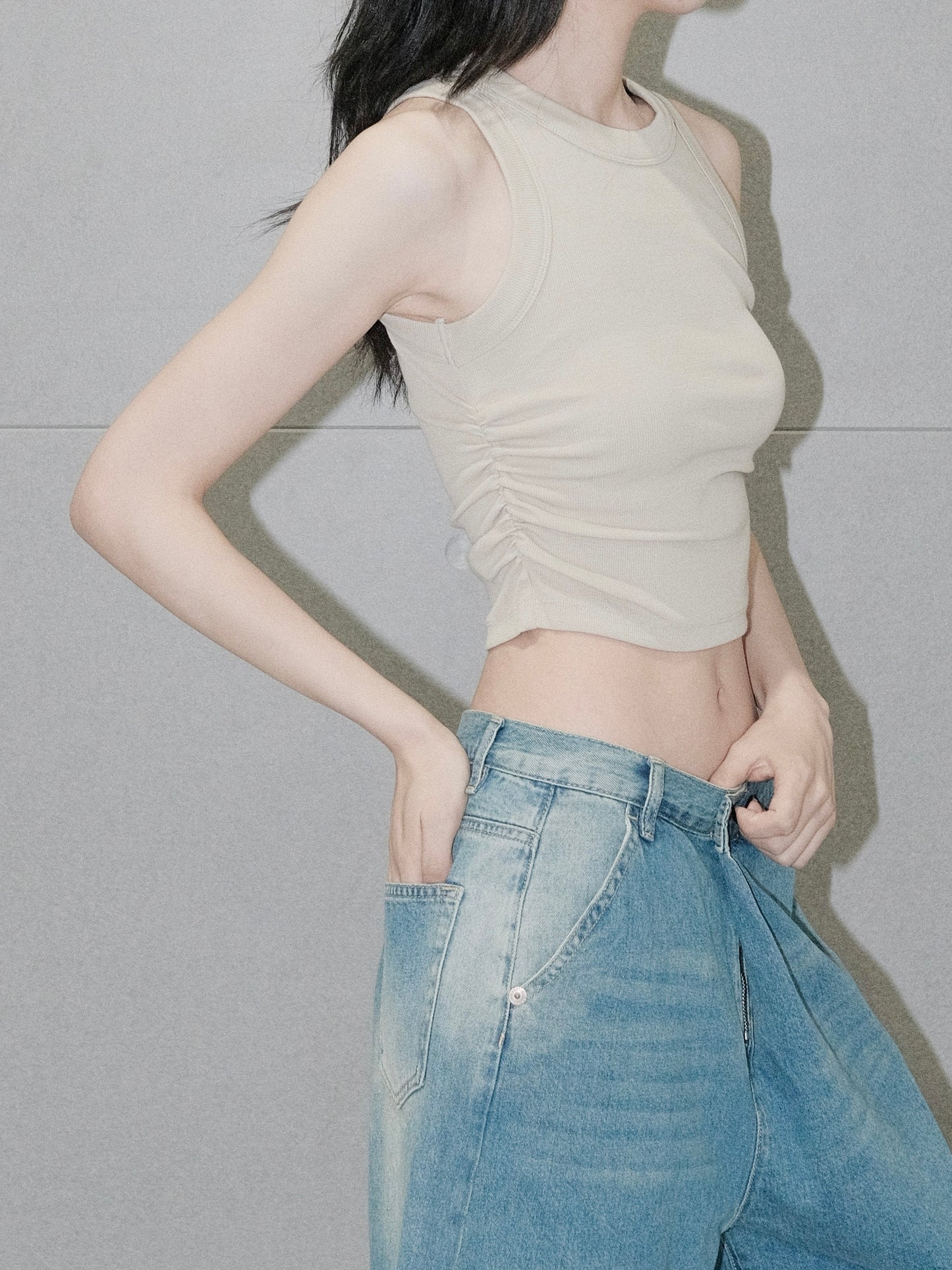 Ruched Racer Tank Top