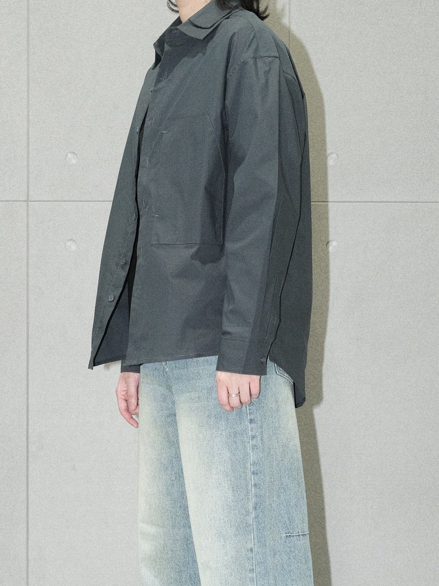 Contrast-collar Layered Shirt