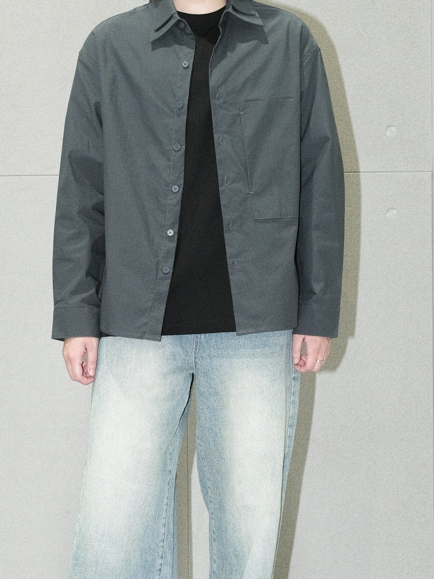 Contrast-collar Layered Shirt