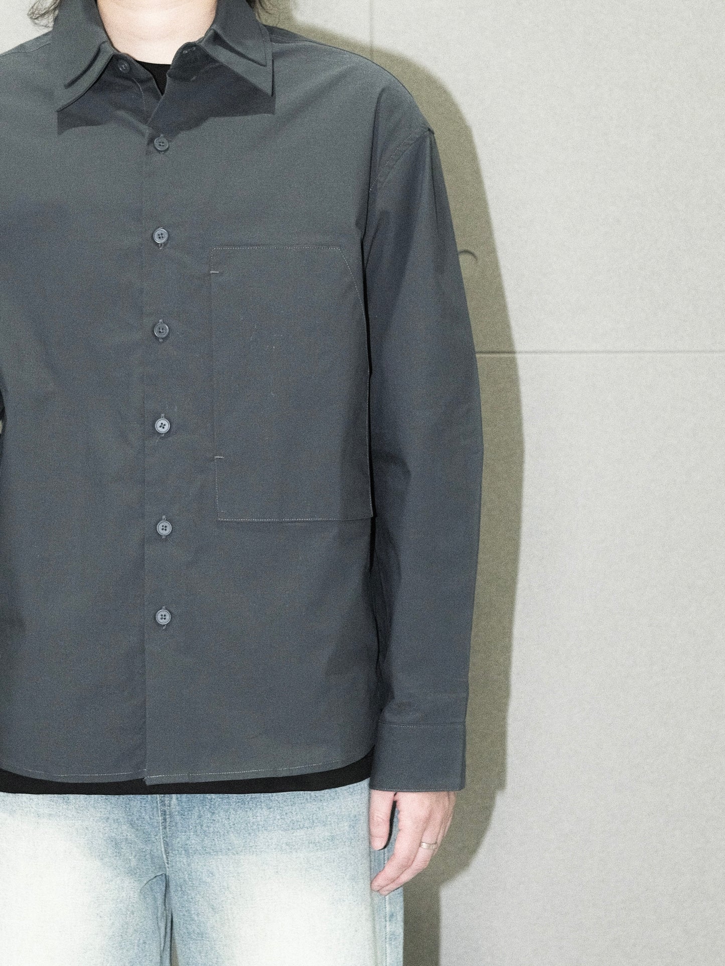 Contrast-collar Layered Shirt