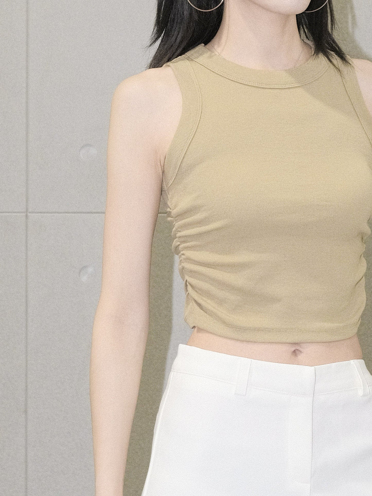 Ruched Racer Tank Top