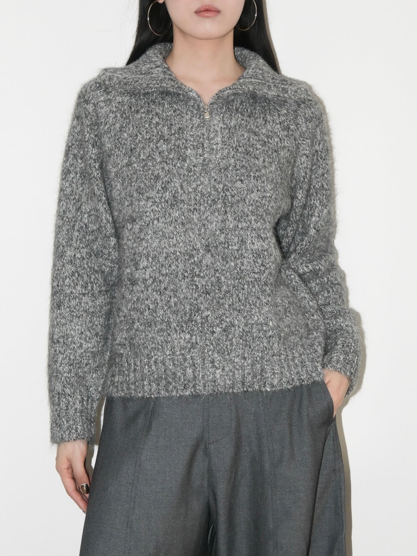 Melange Half Zip Sweater