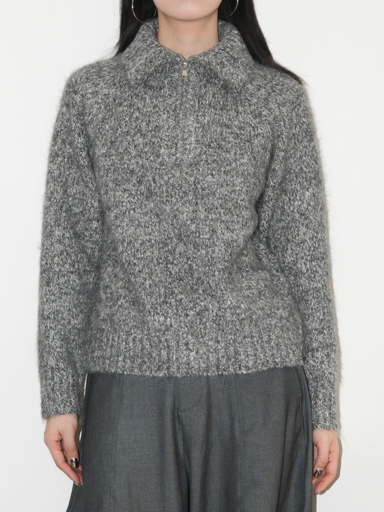 Melange Half Zip Sweater