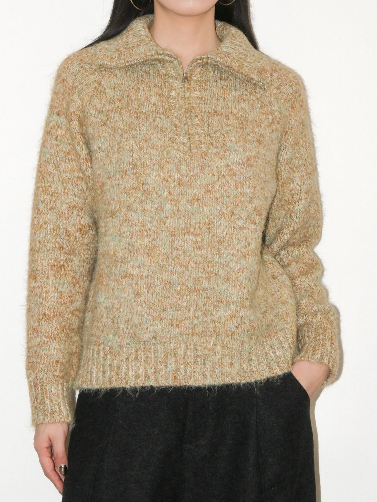 Melange Half Zip Sweater