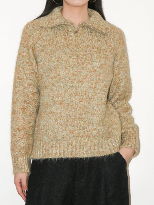 Melange Half Zip Sweater