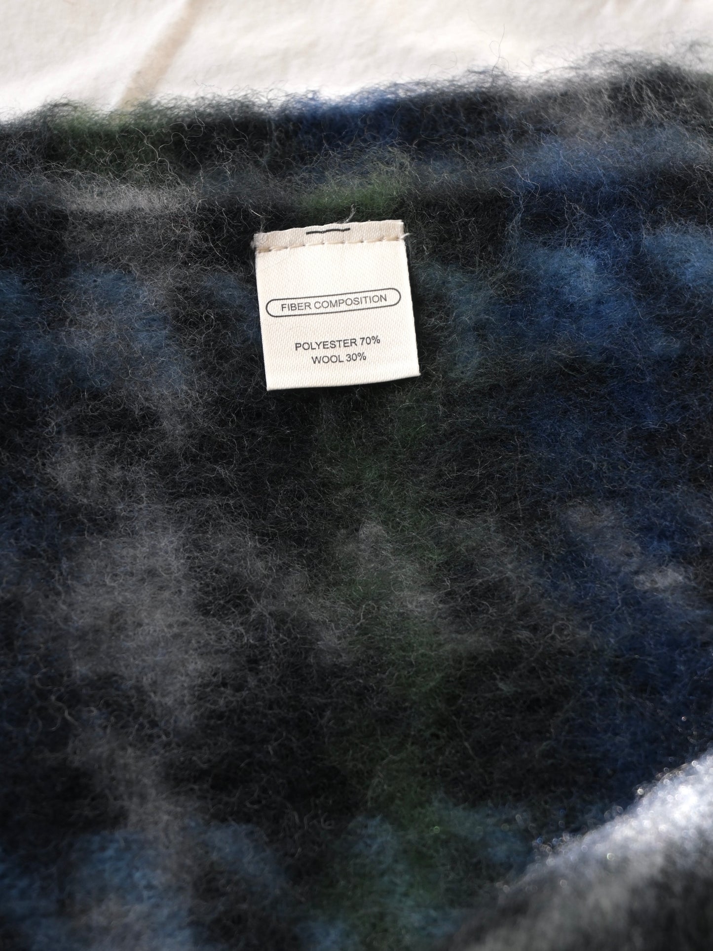 Plaid Fringe Mohair Scarf