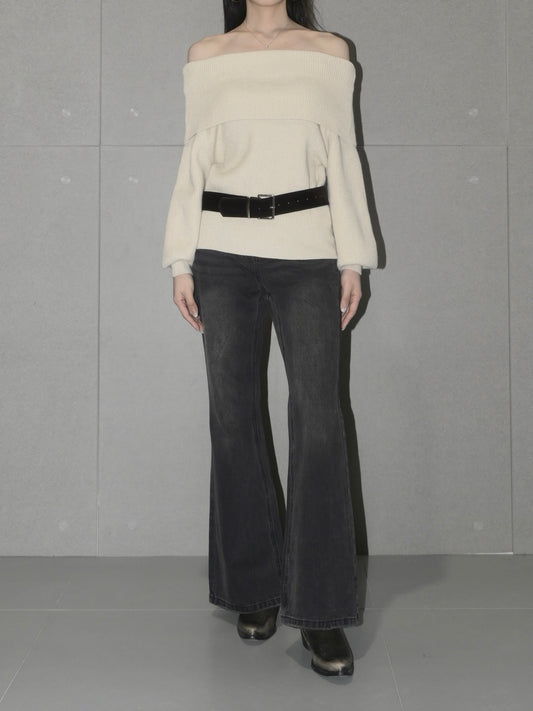 Off-Shoulder Ribbed Sweater