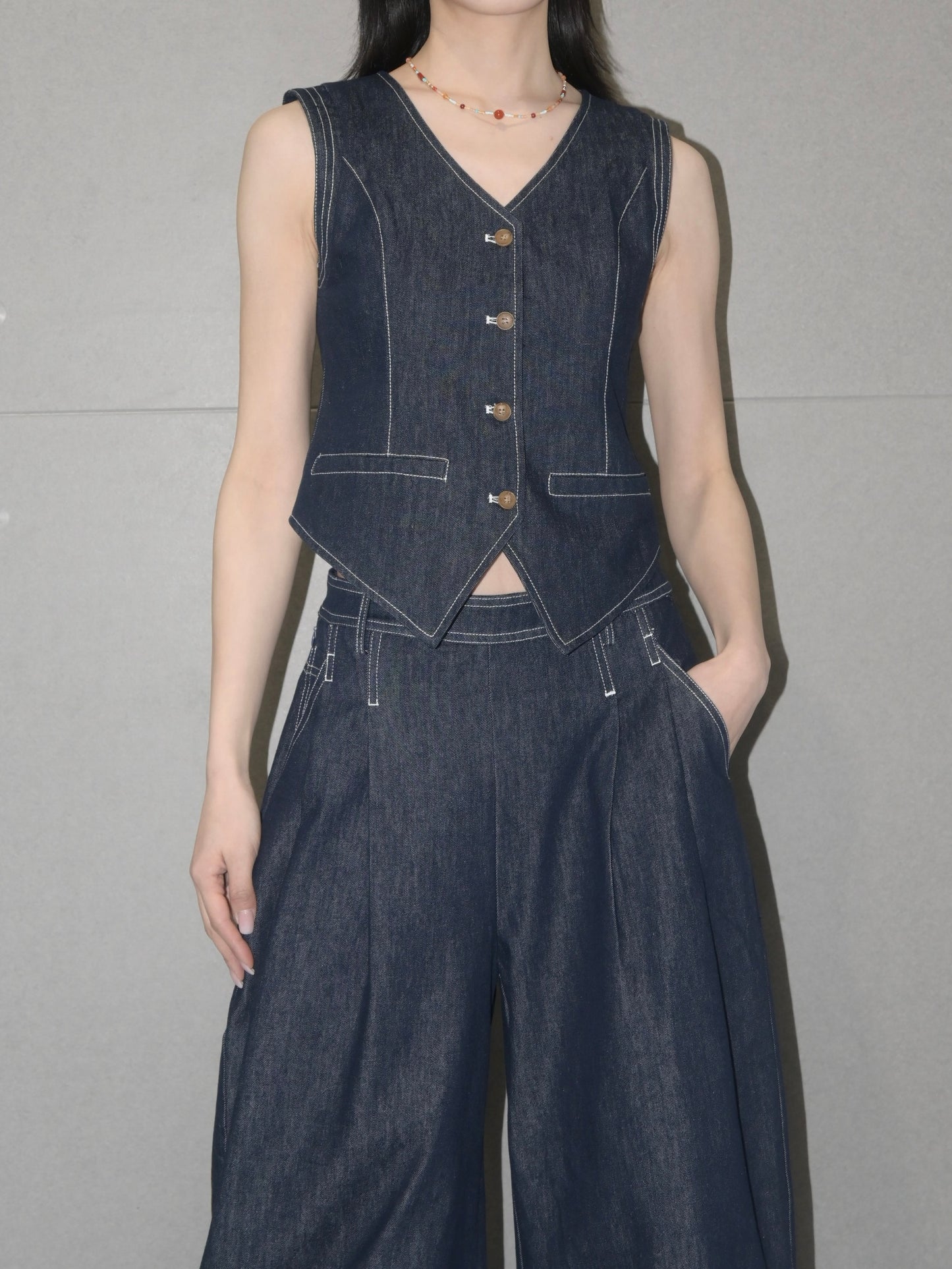 70s Tailored Denim Vest