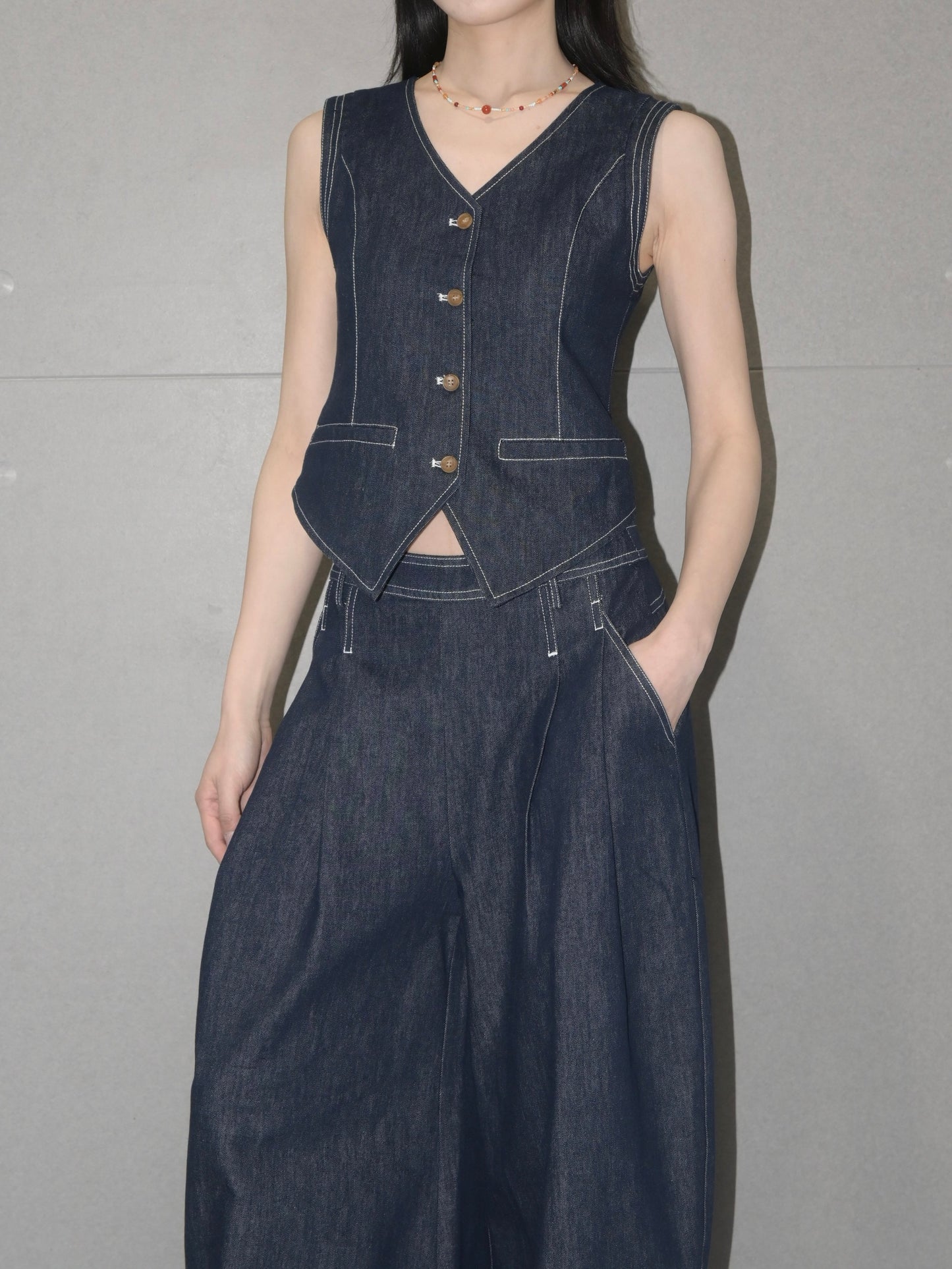 70s Tailored Denim Vest