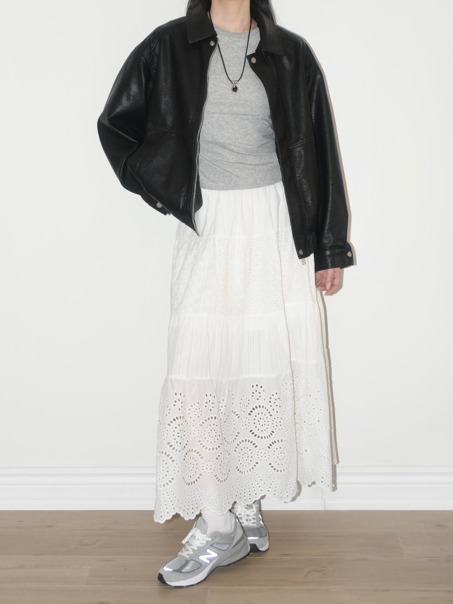 Cotton Eyelet Tiered Maxi Skirt