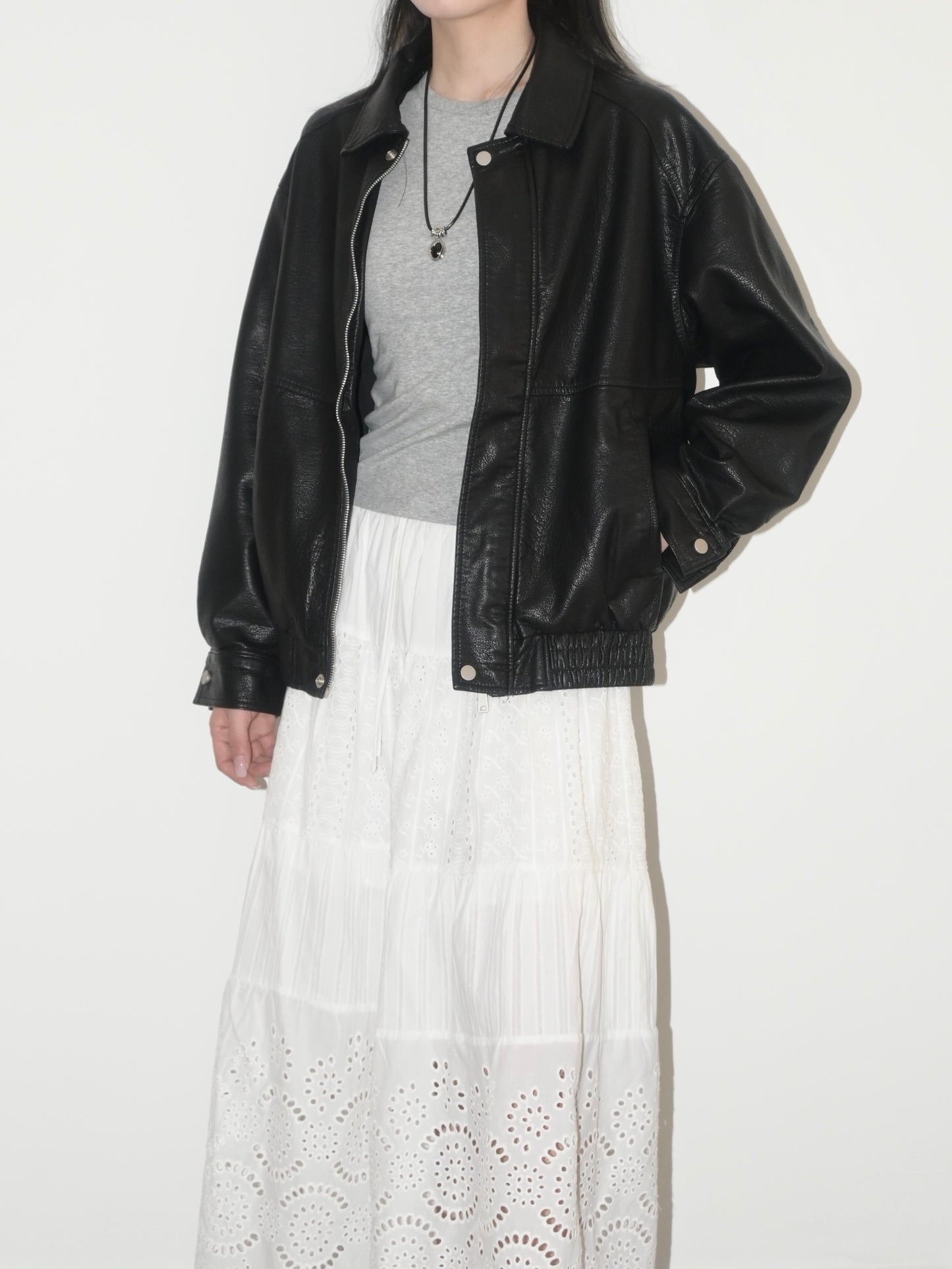 Vegan Leather Bomber Jacket
