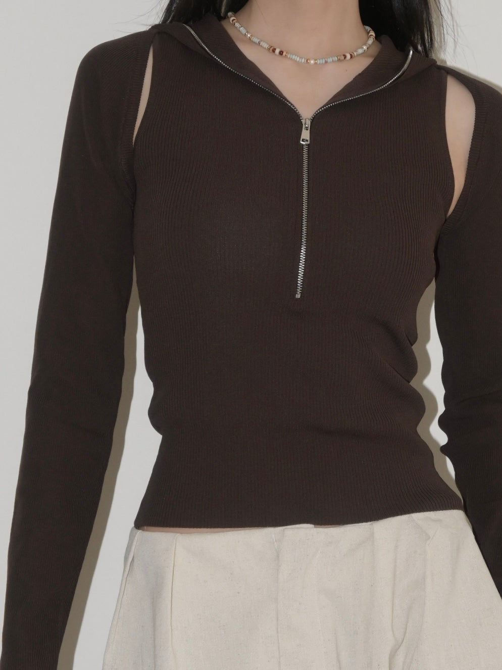 Knit Sleeveless Hoodie
