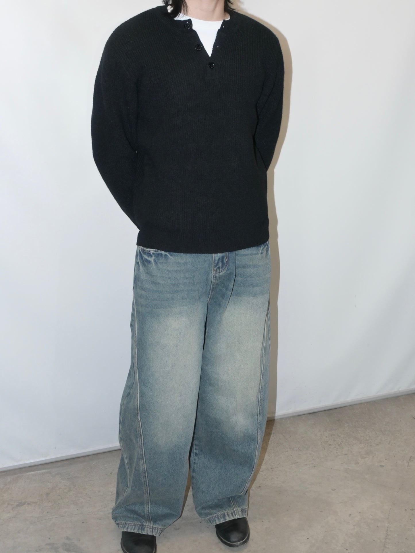 Ribbed Henley Sweater