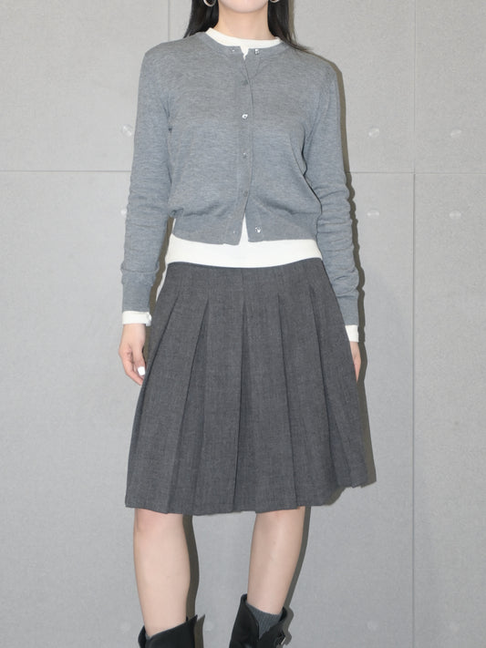 Pleated Wool Midi Skirt
