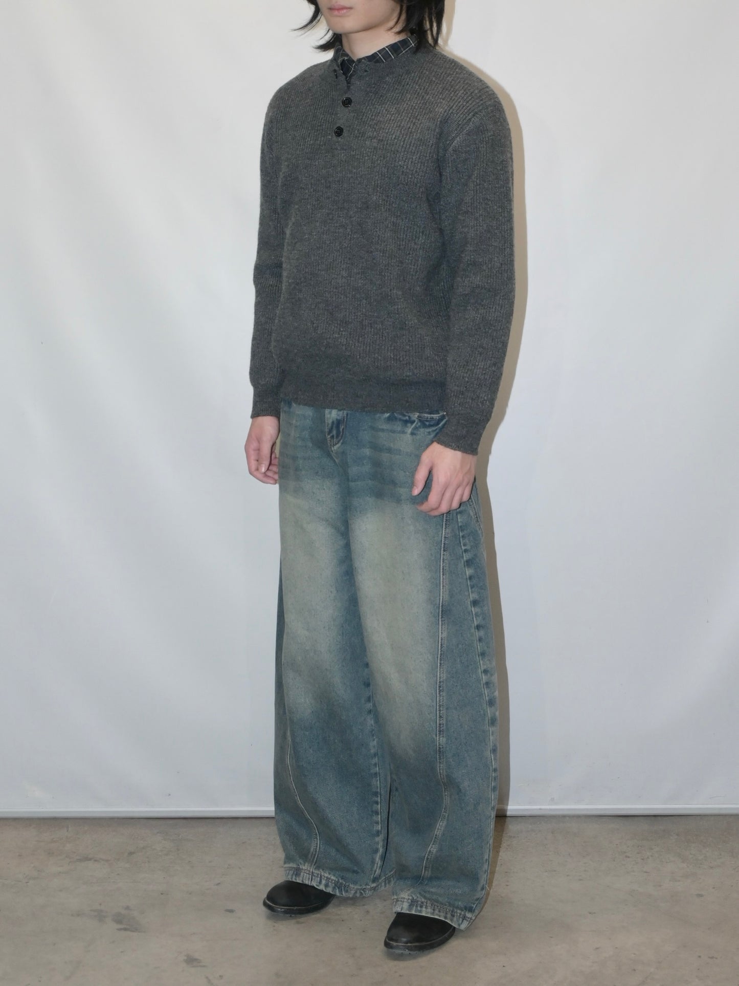 Ribbed Henley Sweater