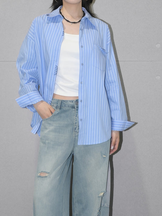 Contrast Stitch Stripe Shirt