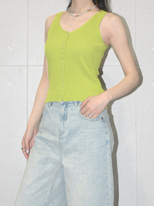 Buttoned Linen Tank Top