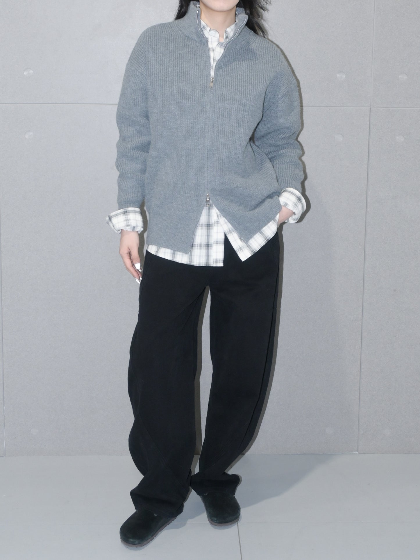 Chunky Zip-Up Wool Sweater