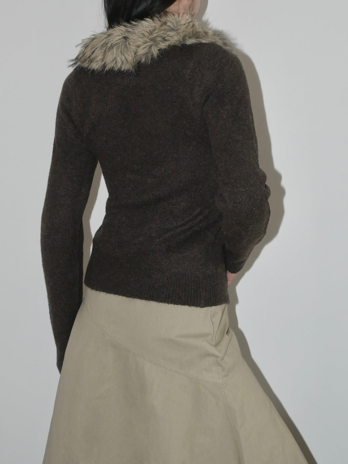Faux Fur Collar Cardigan