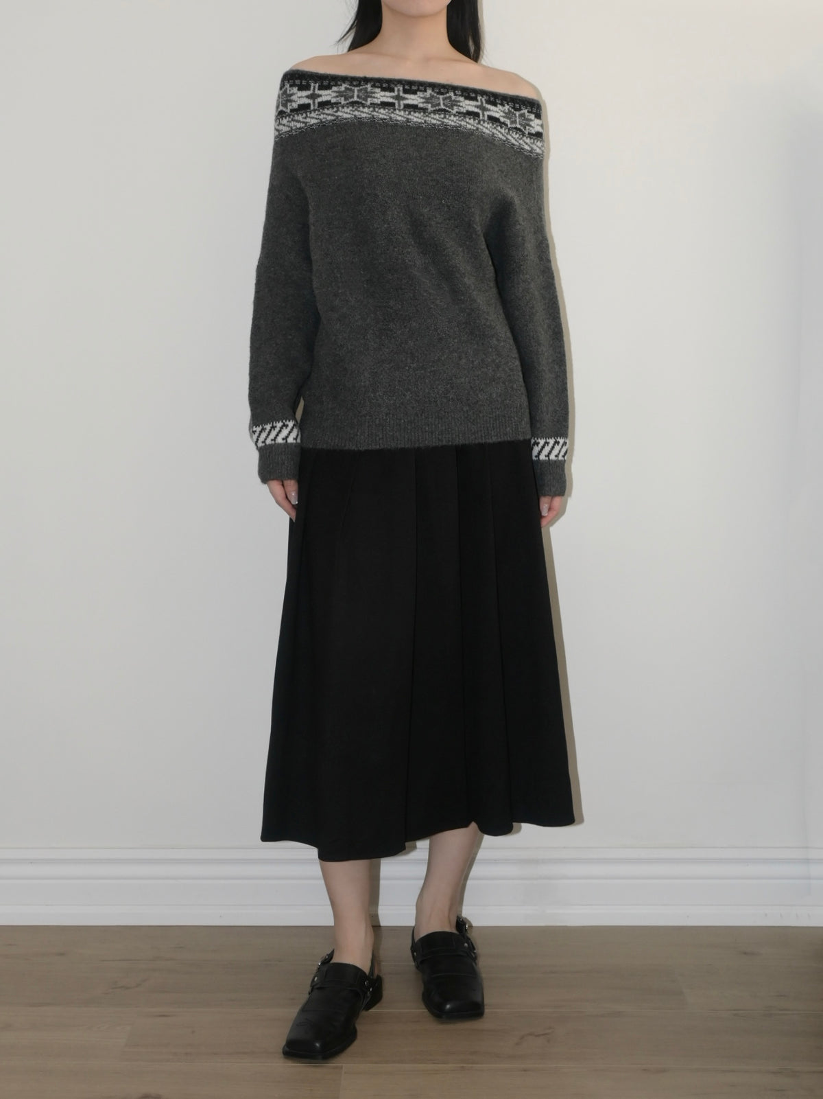 Fair Isle Off-Shoulder Sweater