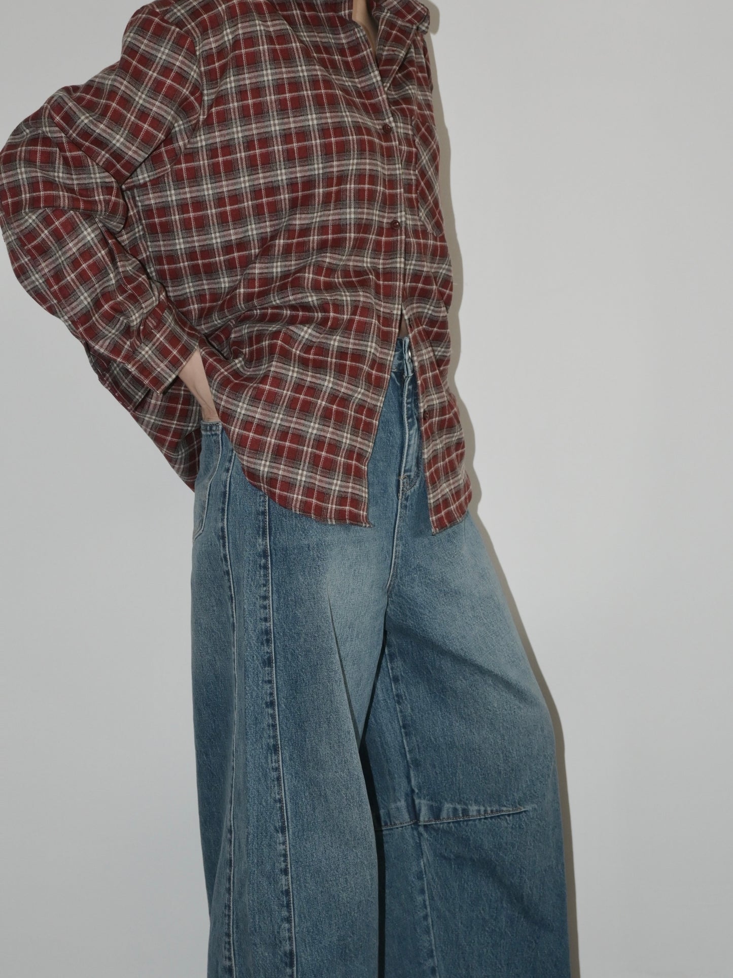 Denim Curved-Leg Jeans