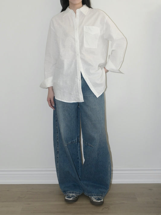 Denim Curved-Leg Jeans
