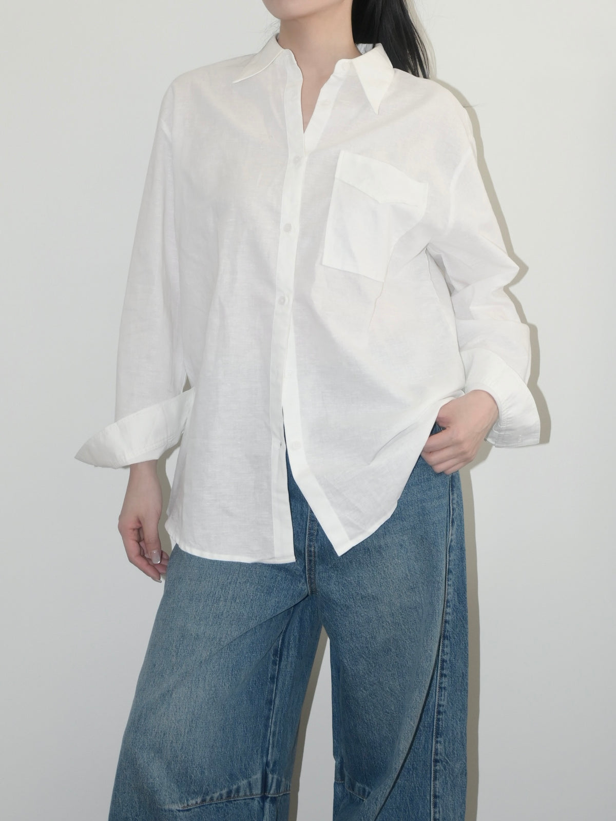 Open Back Linen Button Up
