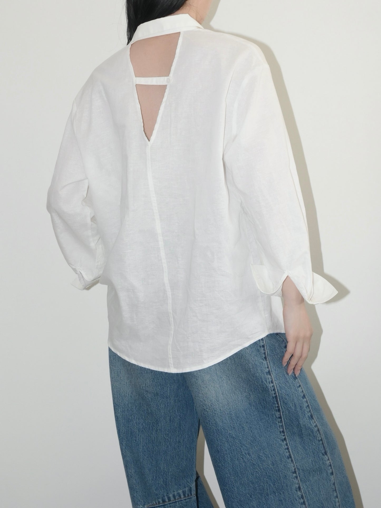 Open Back Linen Button Up