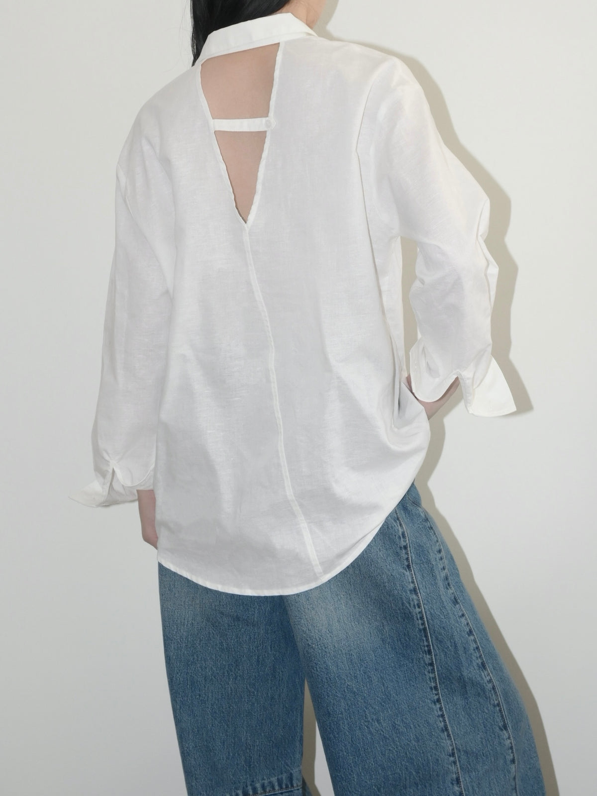 Open Back Linen Button Up