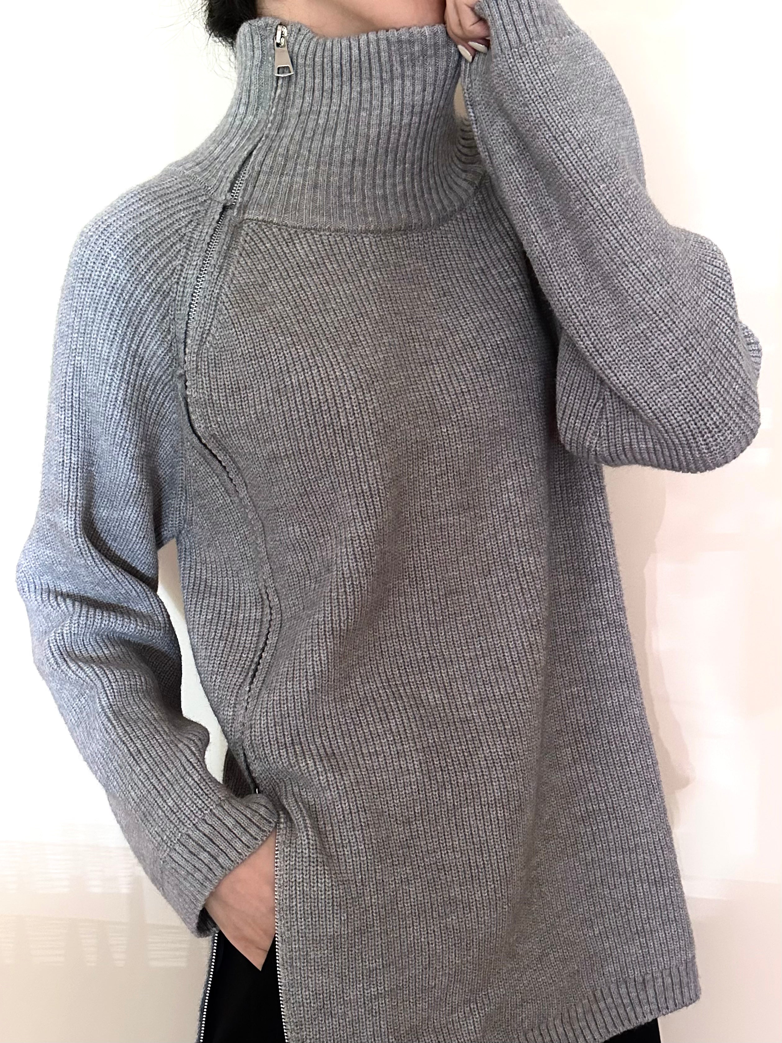 Two Way Zip- Up Sweater