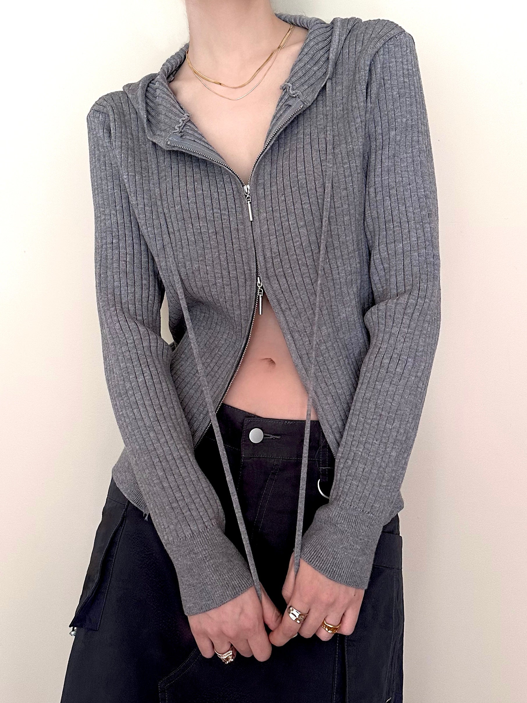 Knit Hoodie Grey