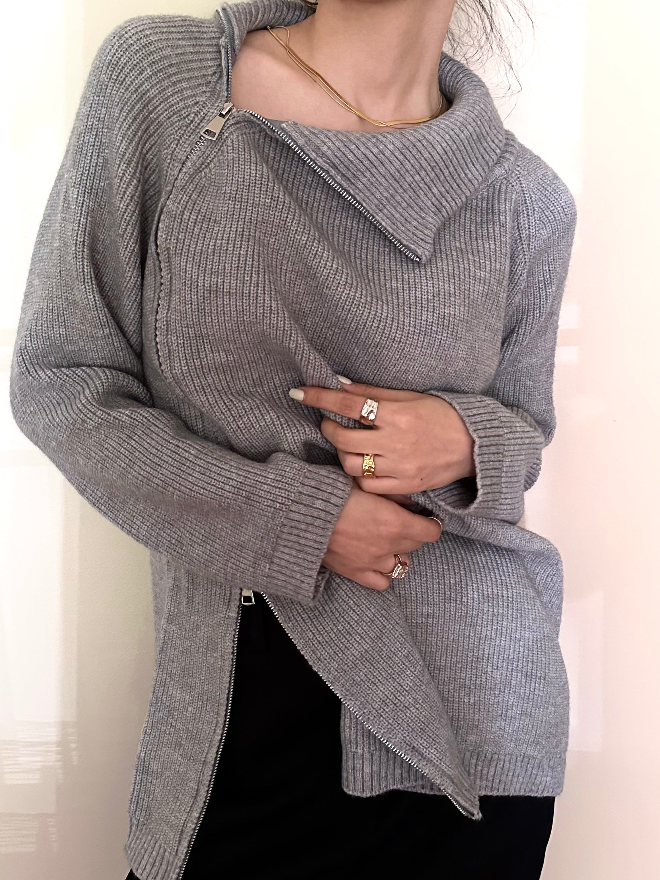 Two Way Zip- Up Sweater