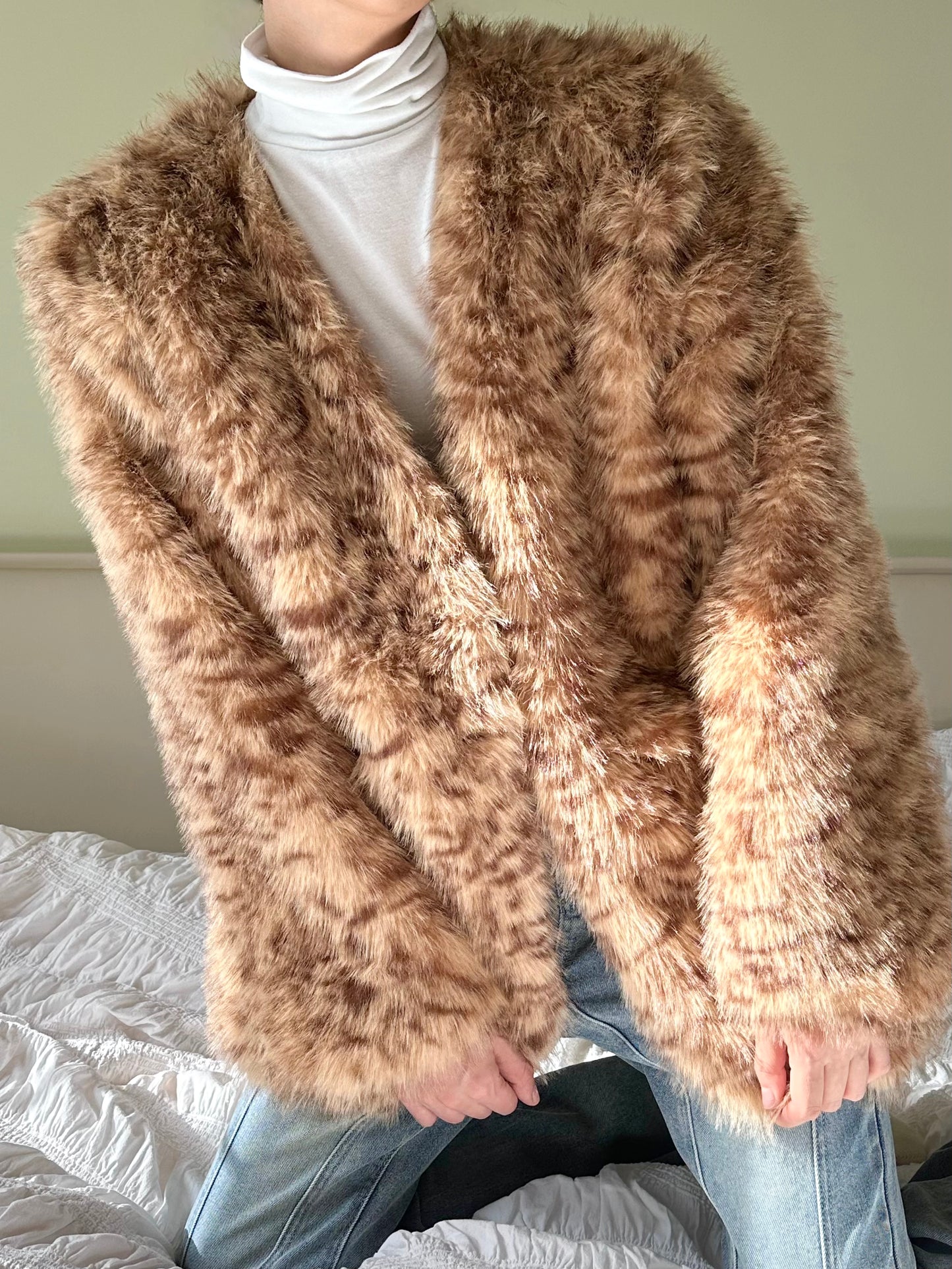 Retro Furry Faux-Fur Coat