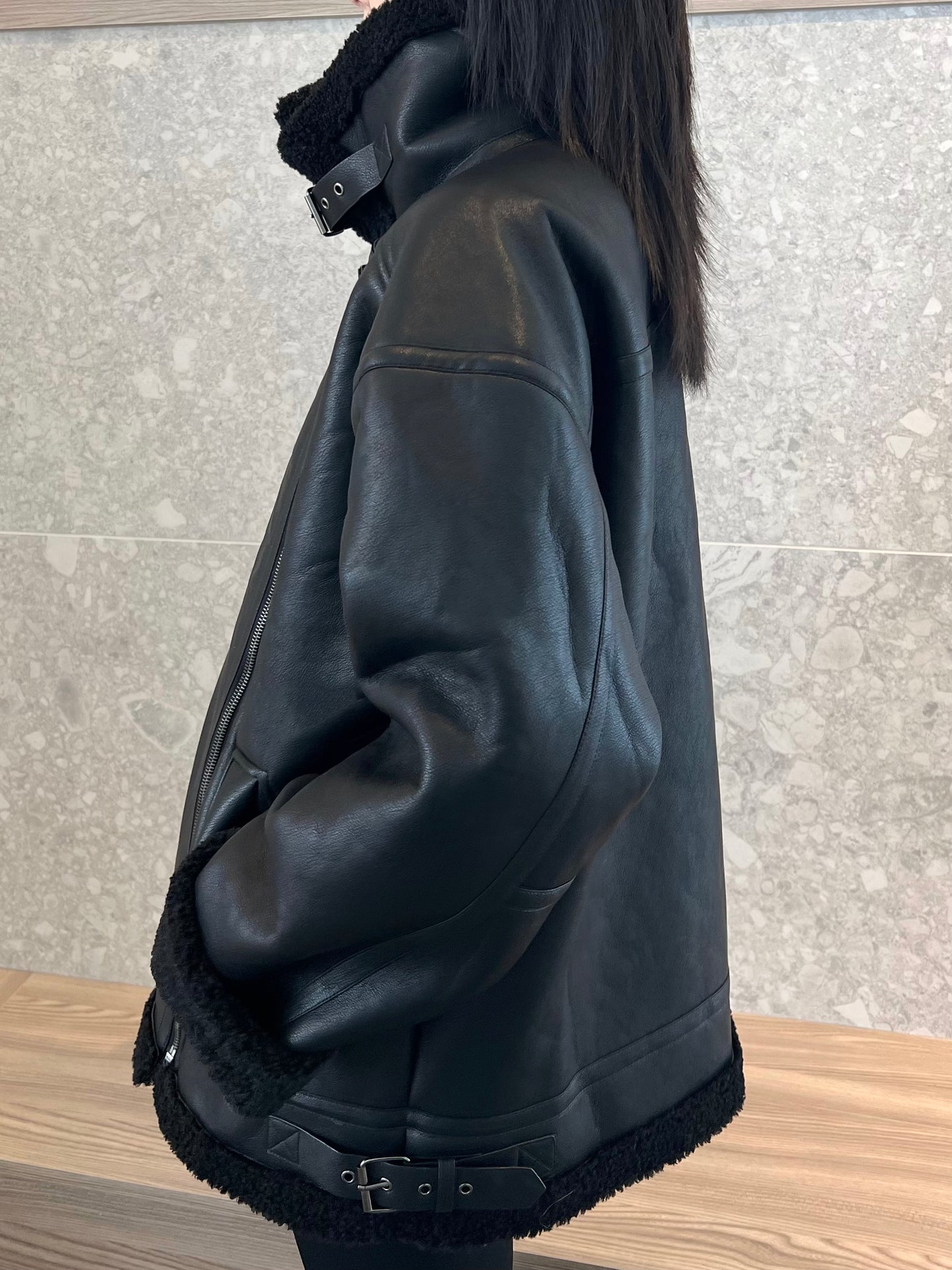Chic Shearling Biker Jacket