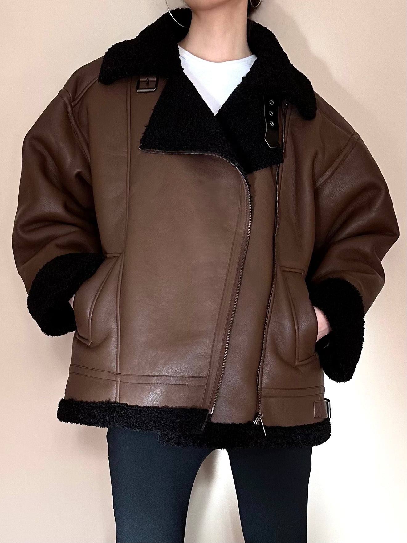 Chic Shearling Biker Jacket