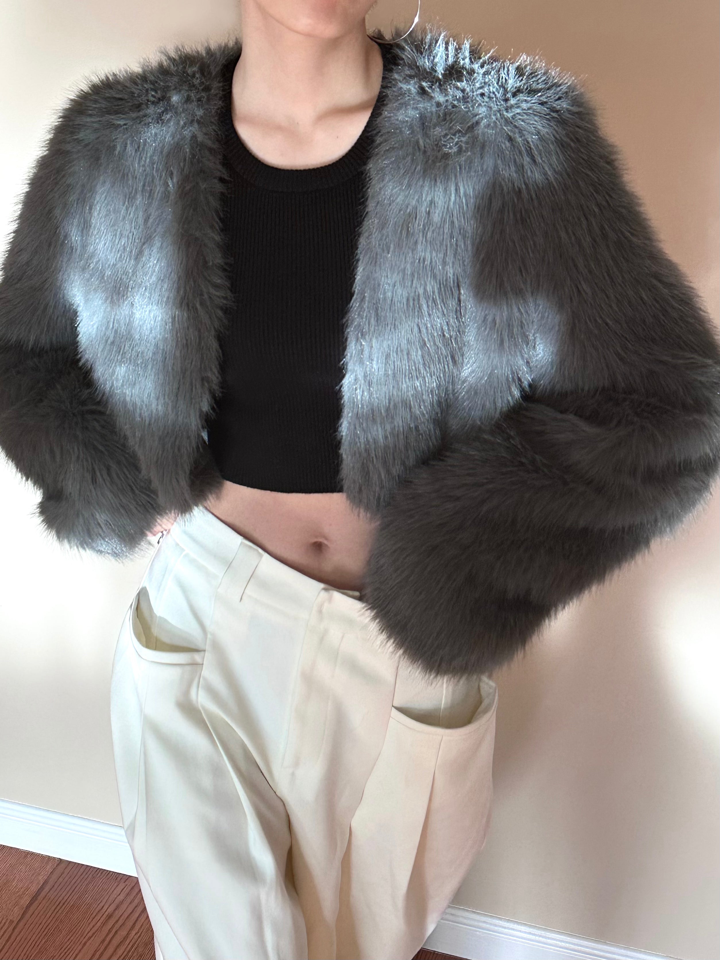 Cropped Faux-Fur Coat